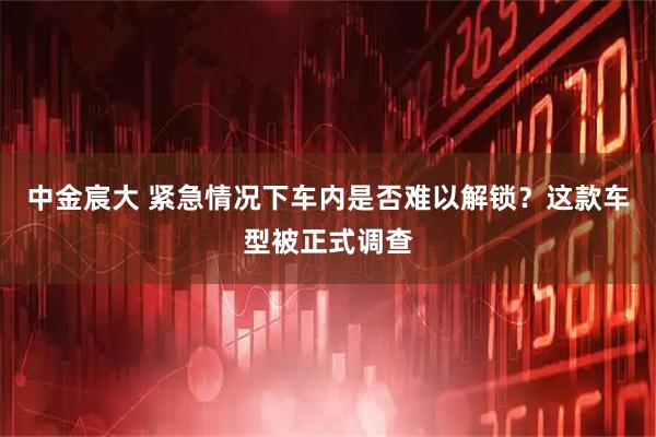 中金宸大 紧急情况下车内是否难以解锁？这款车型被正式调查