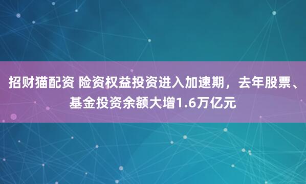 招财猫配资 险资权益投资进入加速期，去年股票、基金投资余额大增1.6万亿元